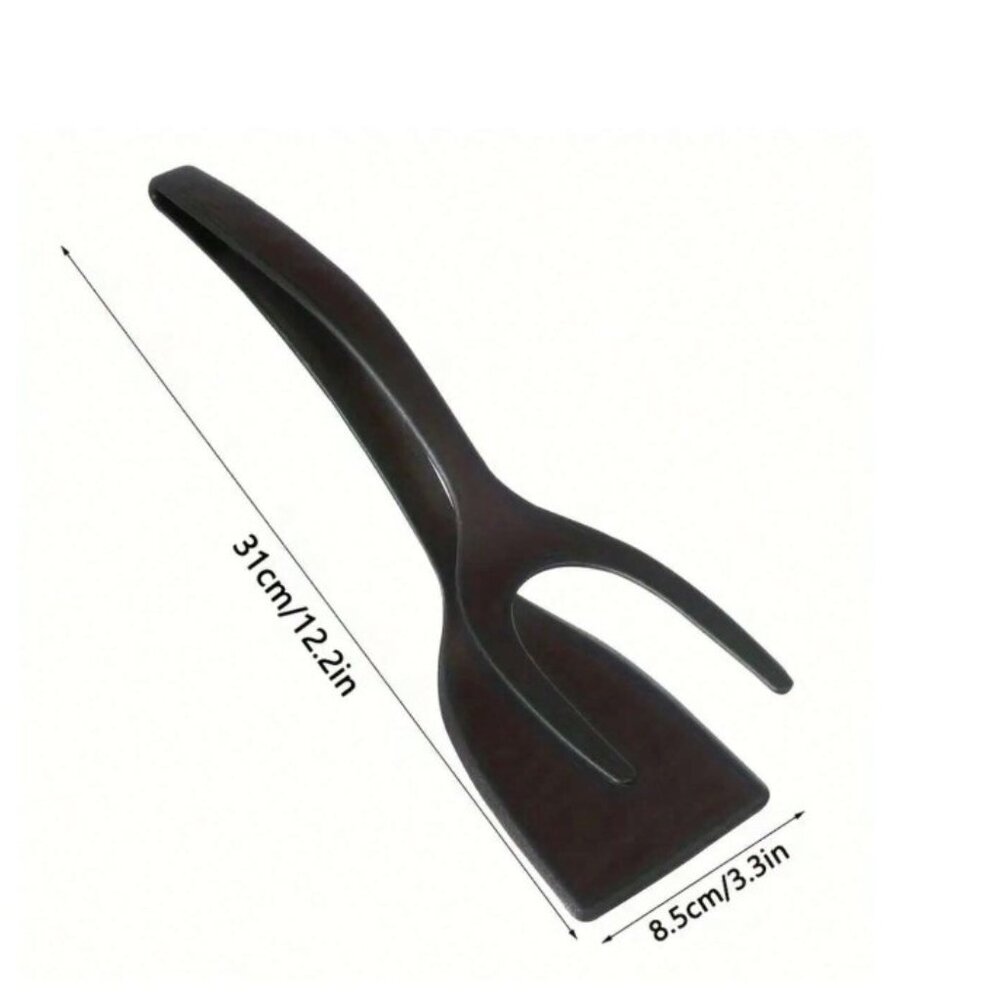 2-in-1 Grip and Flip Spatula Tongs ( Black)